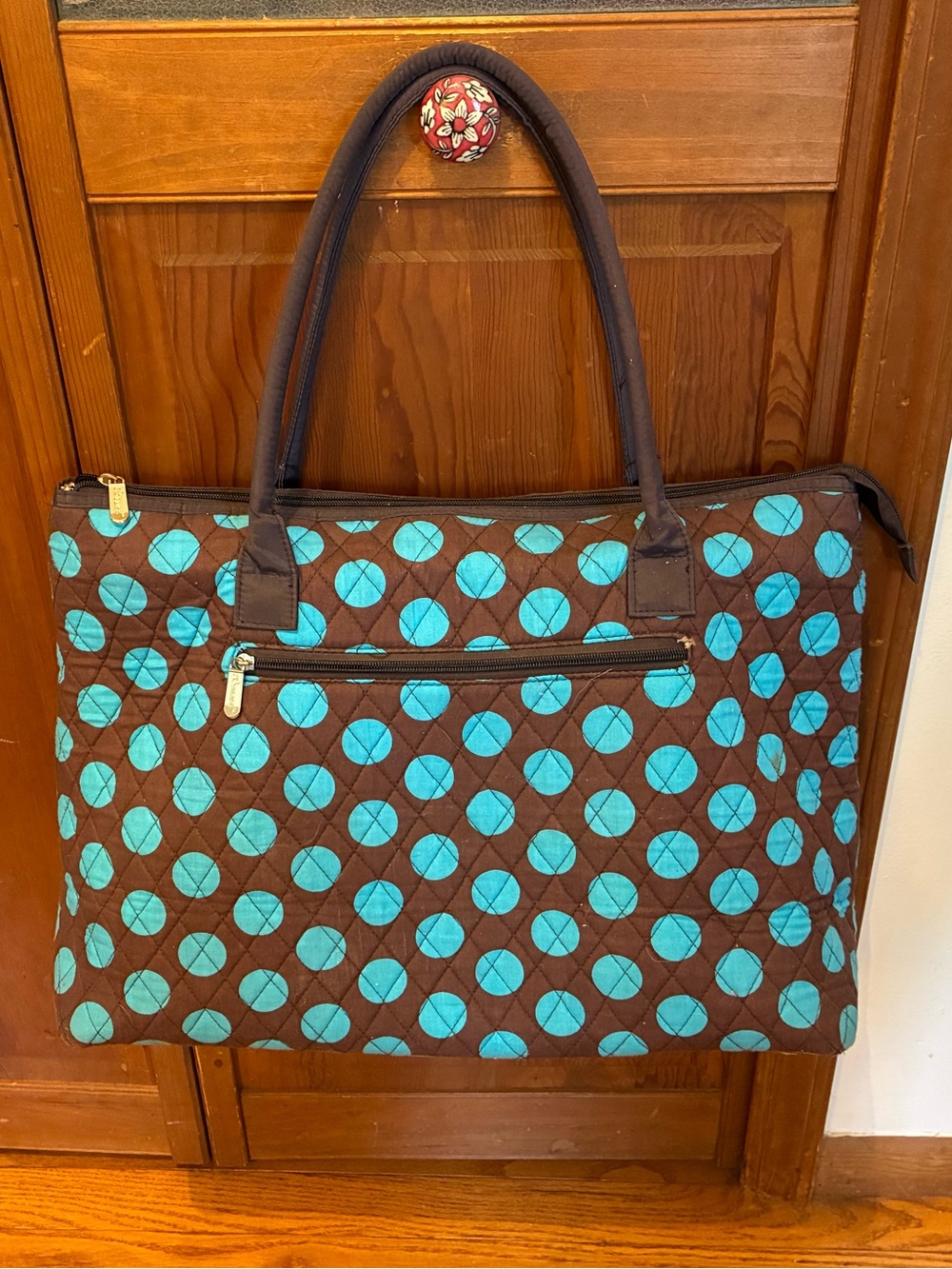 Quilted Polka Dot Tote Bag